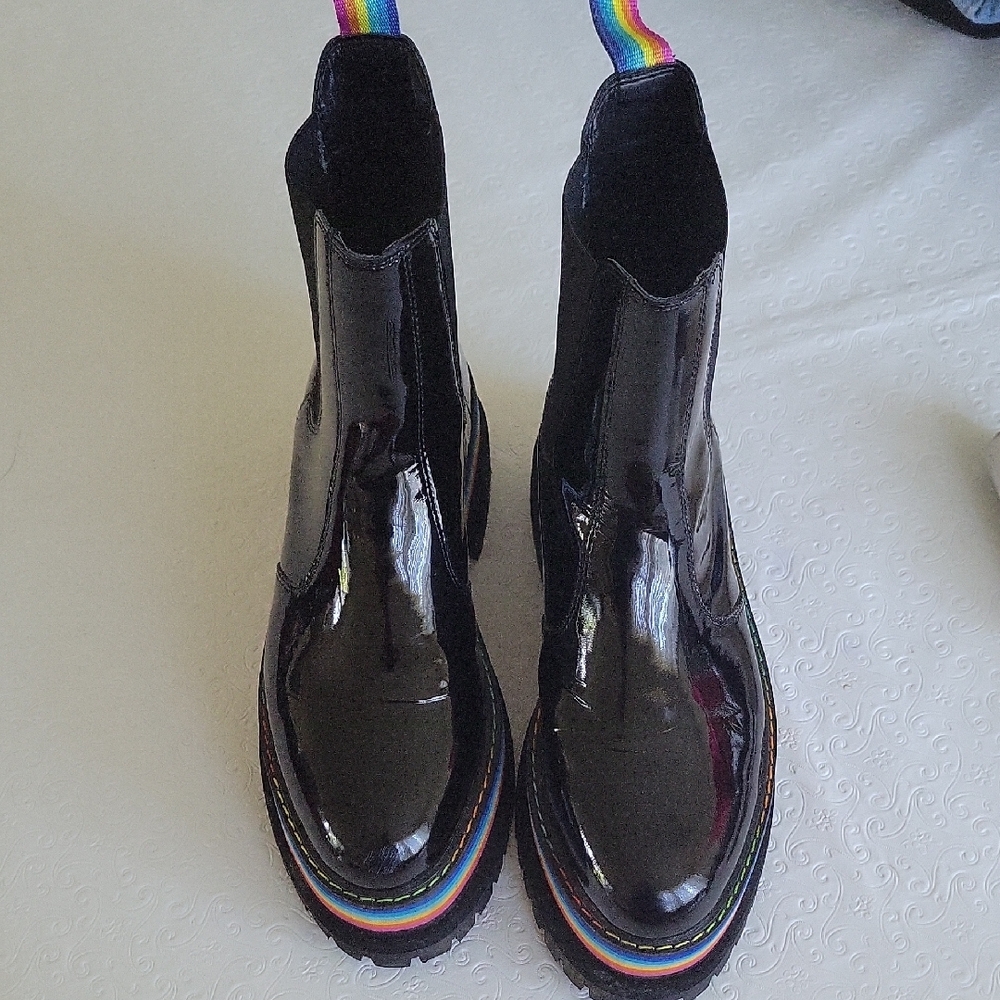 Kurt Geiger London Lug Sole Rainbow Platform Black patent Rainbow Sole Sz 39 - Picture 6 of 11
